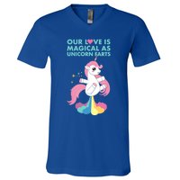 Our Love Is Magical As Unicorn Farts For Friends And Couples Gift V-Neck T-Shirt