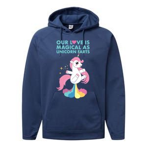 Our Love Is Magical As Unicorn Farts For Friends And Couples Gift Performance Fleece Hoodie