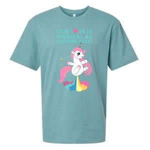 Our Love Is Magical As Unicorn Farts For Friends And Couples Gift Sueded Cloud Jersey T-Shirt