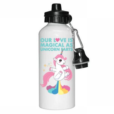 Our Love Is Magical As Unicorn Farts For Friends And Couples Gift Aluminum Water Bottle 