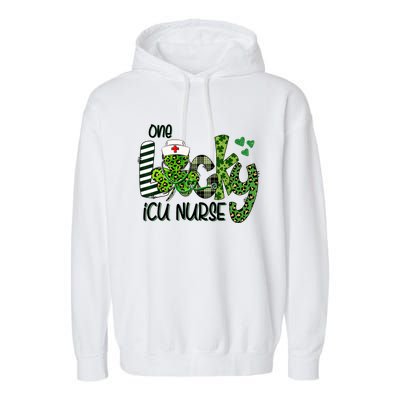 One Lucky Icu Nurse Shamrock Stethoscope St Patricks Day Gift Garment-Dyed Fleece Hoodie