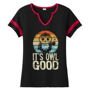 Owl Lover Its Owl Good Funny Owl Pun Ladies Halftime Notch Neck Tee