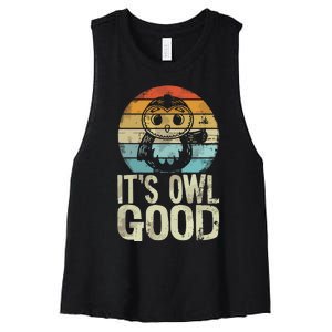 Owl Lover Its Owl Good Funny Owl Pun Women's Racerback Cropped Tank