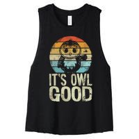 Owl Lover Its Owl Good Funny Owl Pun Women's Racerback Cropped Tank