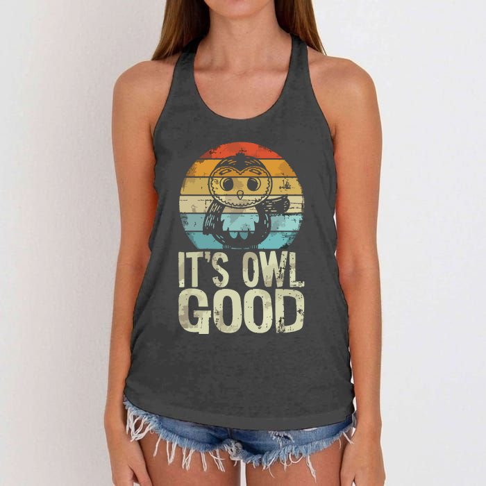 Owl Lover Its Owl Good Funny Owl Pun Women's Knotted Racerback Tank