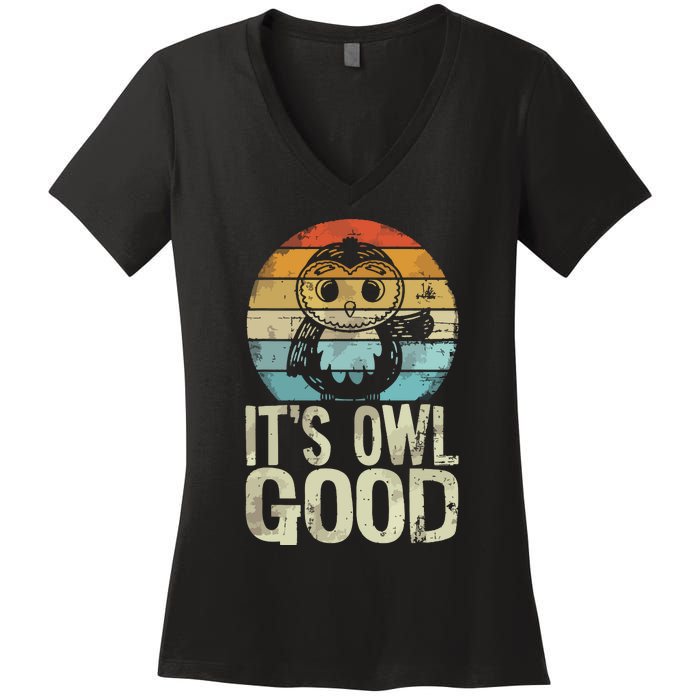 Owl Lover Its Owl Good Funny Owl Pun Women's V-Neck T-Shirt