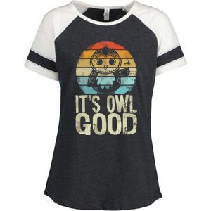 Owl Lover Its Owl Good Funny Owl Pun Enza Ladies Jersey Colorblock Tee