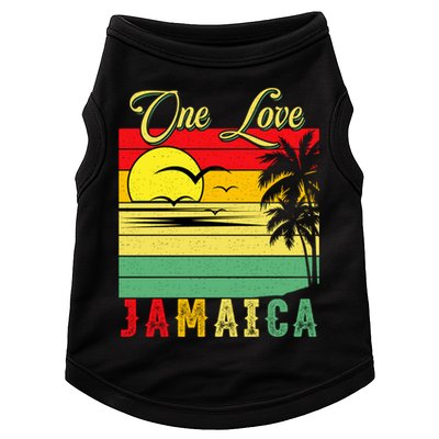 One Love Jamaica Summer Vacation Family Vintage Sunset Beach Gift Doggie Tank