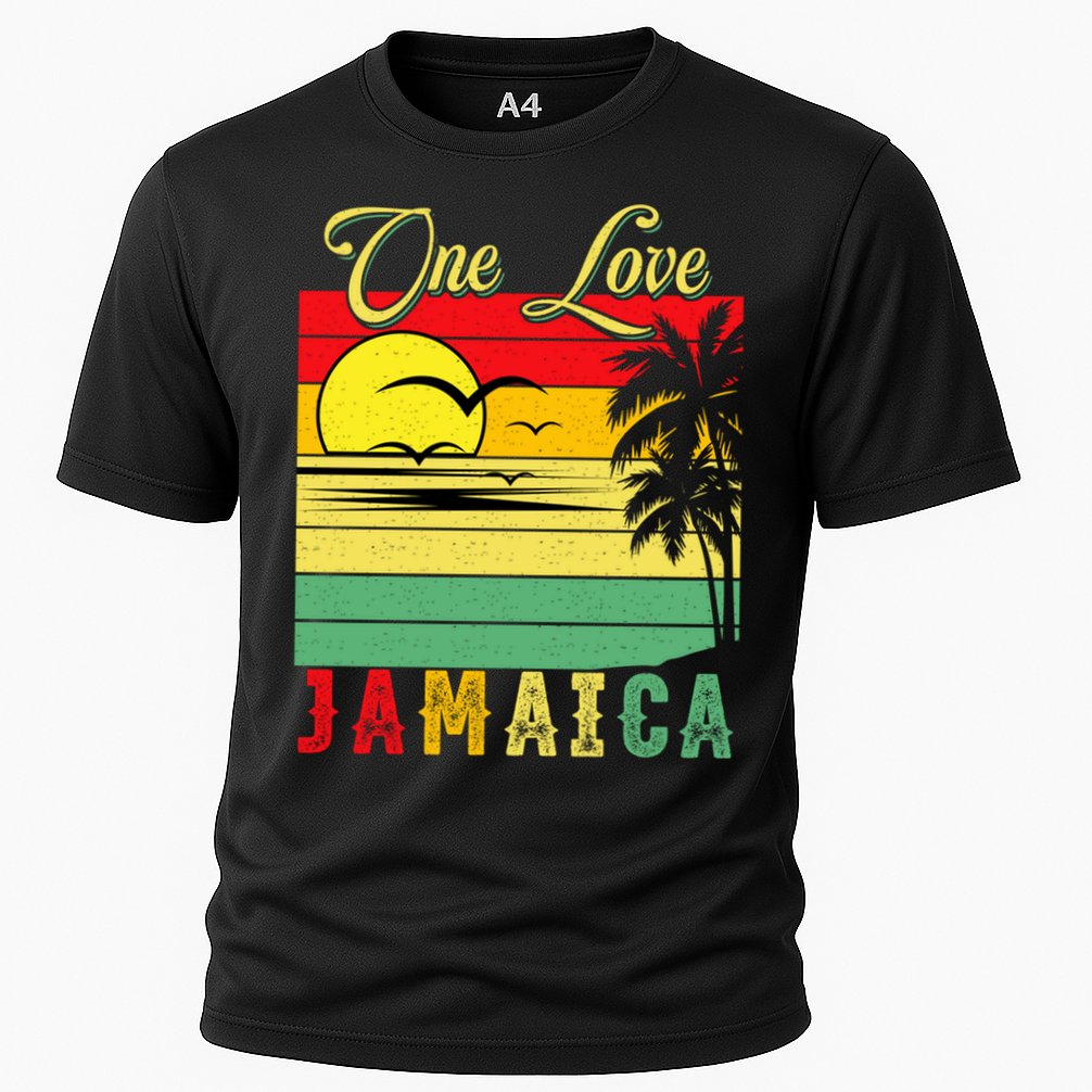 One Love Jamaica Summer Vacation Family Vintage Sunset Beach Gift Performance Shirt