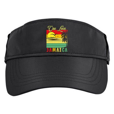 One Love Jamaica Summer Vacation Family Vintage Sunset Beach Gift Adult Drive Performance Visor