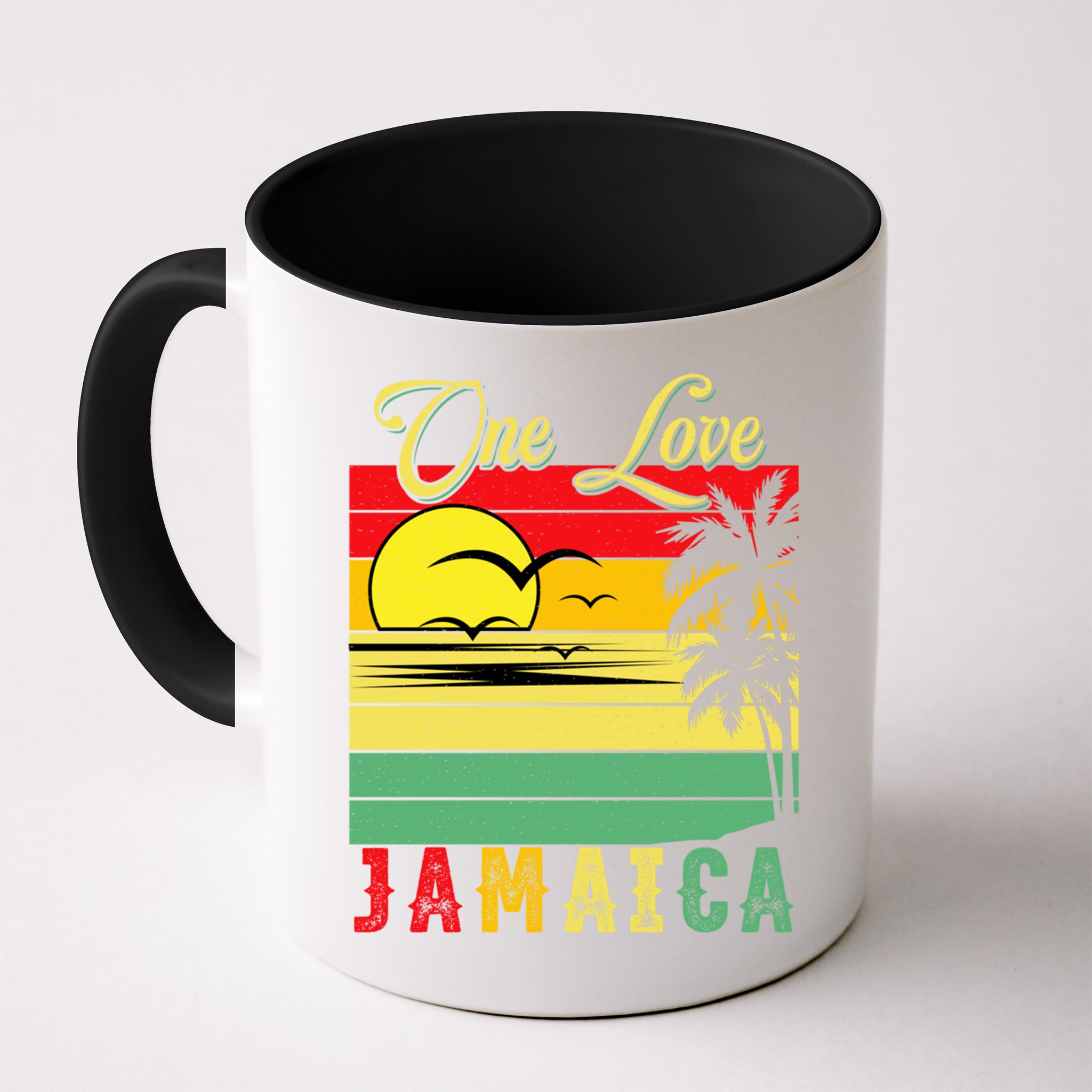 One Love Jamaica Summer Vacation Family Vintage Sunset Beach Gift Mug