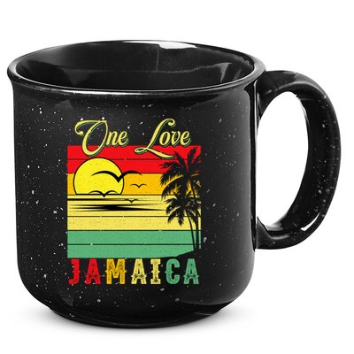 One Love Jamaica Summer Vacation Family Vintage Sunset Beach Gift 15oz Campfire Ceramic Mug