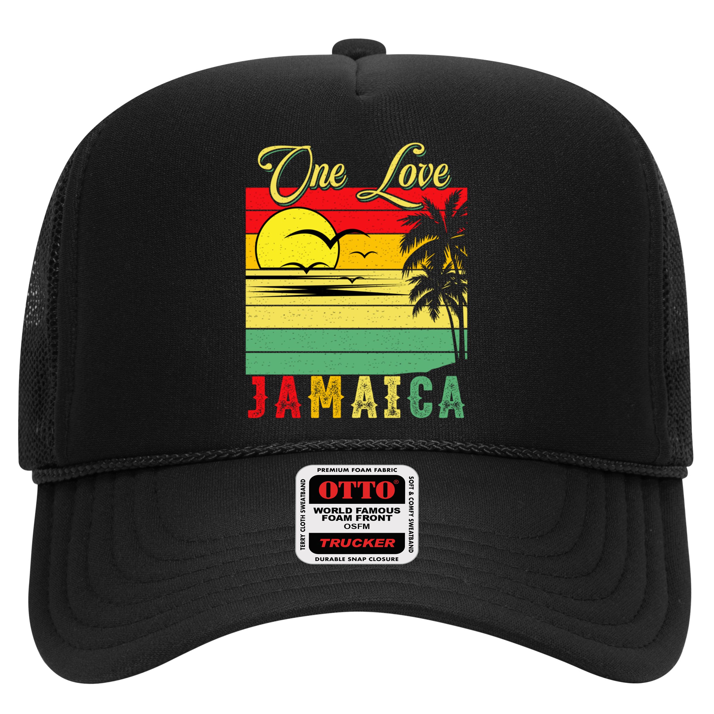 One Love Jamaica Summer Vacation Family Vintage Sunset Beach Gift Hat
