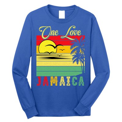 One Love Jamaica Summer Vacation Family Vintage Sunset Beach Gift Long Sleeve Shirt