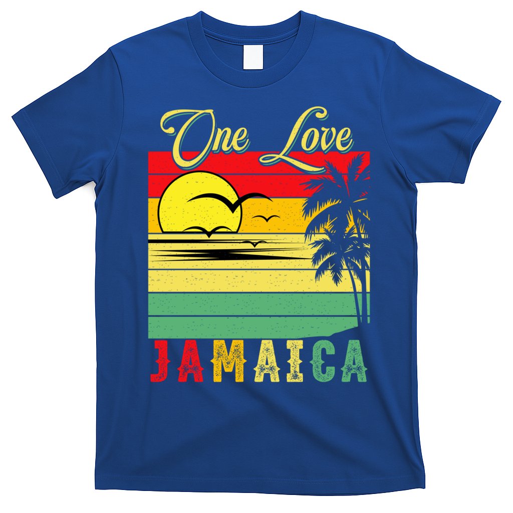 One Love Jamaica Summer Vacation Family Vintage Sunset Beach Gift T-Shirt