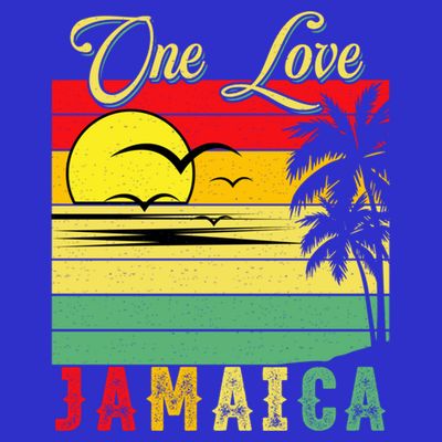 One Love Jamaica Summer Vacation Family Vintage Sunset Beach Gift T-Shirt