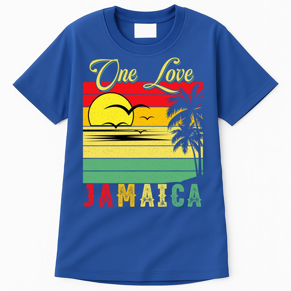 One Love Jamaica Summer Vacation Family Vintage Sunset Beach Gift Tall T-Shirt