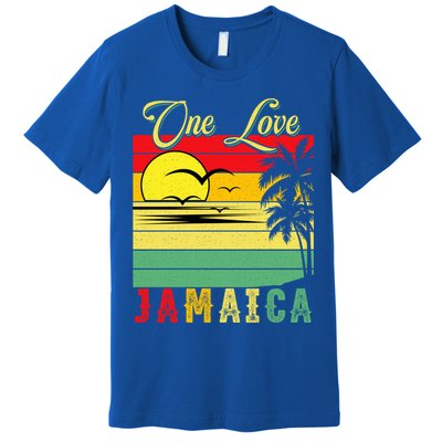 One Love Jamaica Summer Vacation Family Vintage Sunset Beach Gift Premium T-Shirt