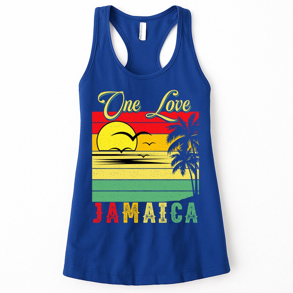 One Love Jamaica Summer Vacation Family Vintage Sunset Beach Gift Womens Tank Top
