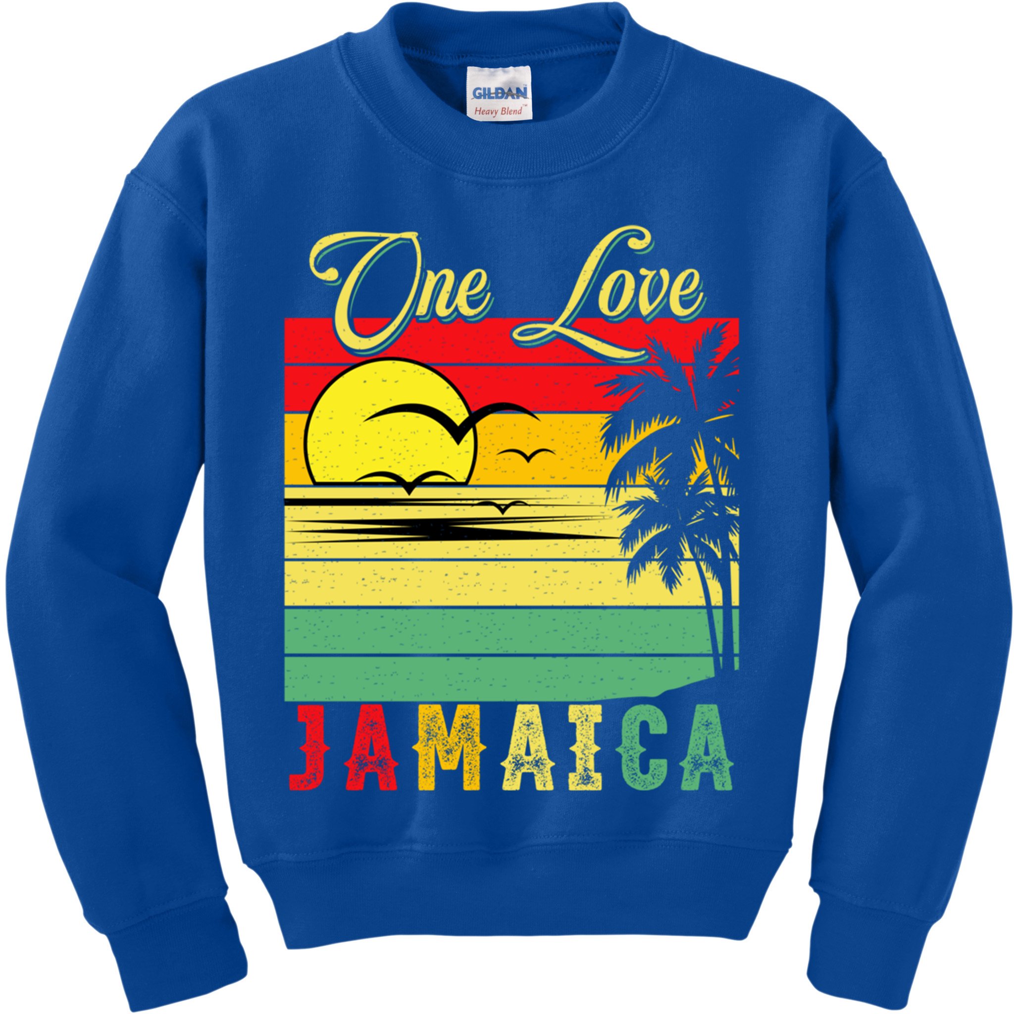 One Love Jamaica Summer Vacation Family Vintage Sunset Beach Gift Kids Sweatshirt