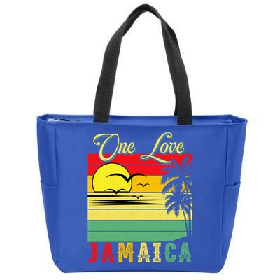 One Love Jamaica Summer Vacation Family Vintage Sunset Beach Gift Zip Tote Bag