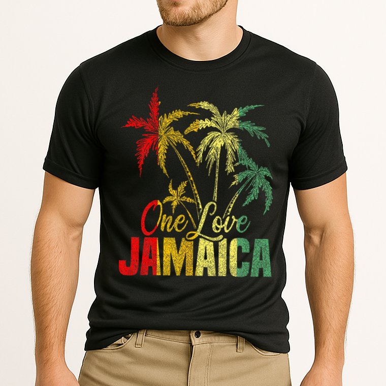 One Love Jamaica Caribbean Vacation Reggae Cooling Performance Crew T-Shirt