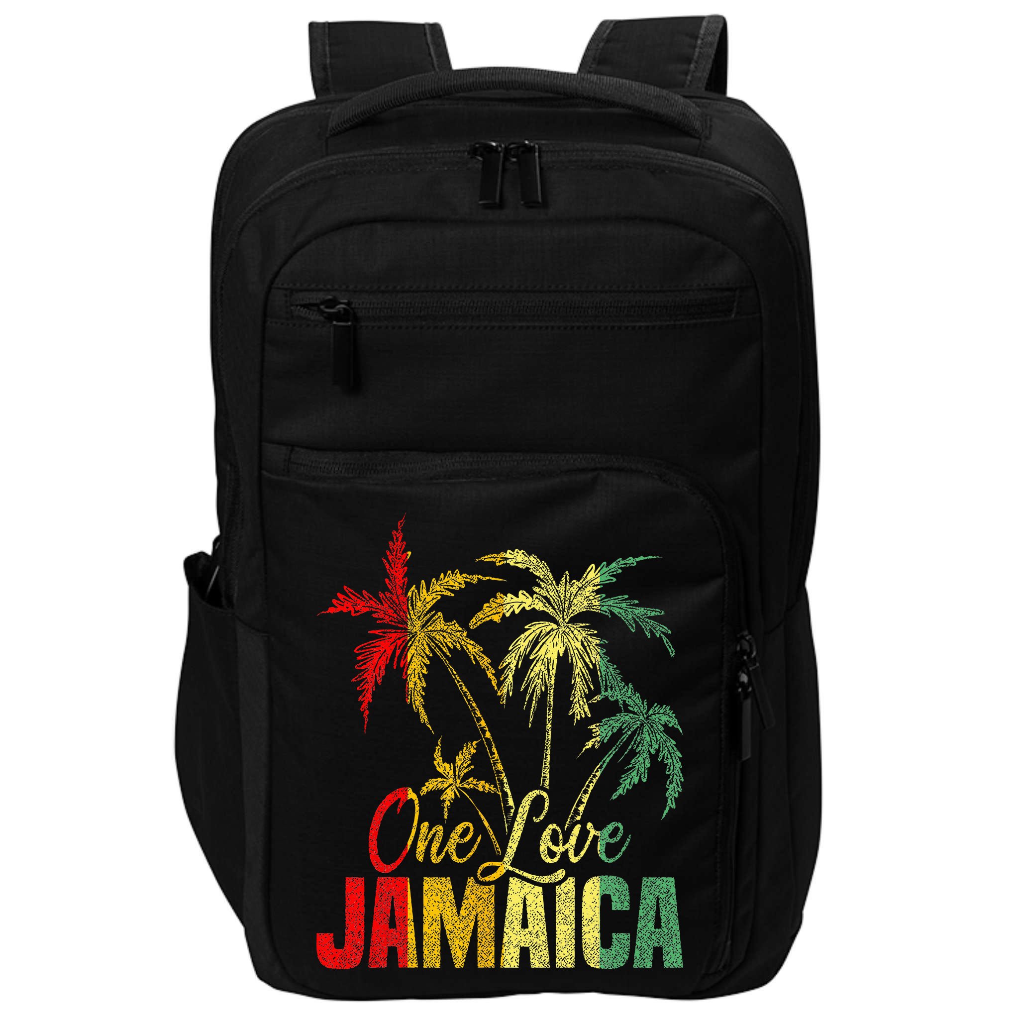One Love Jamaica Caribbean Vacation Reggae Impact Tech Backpack