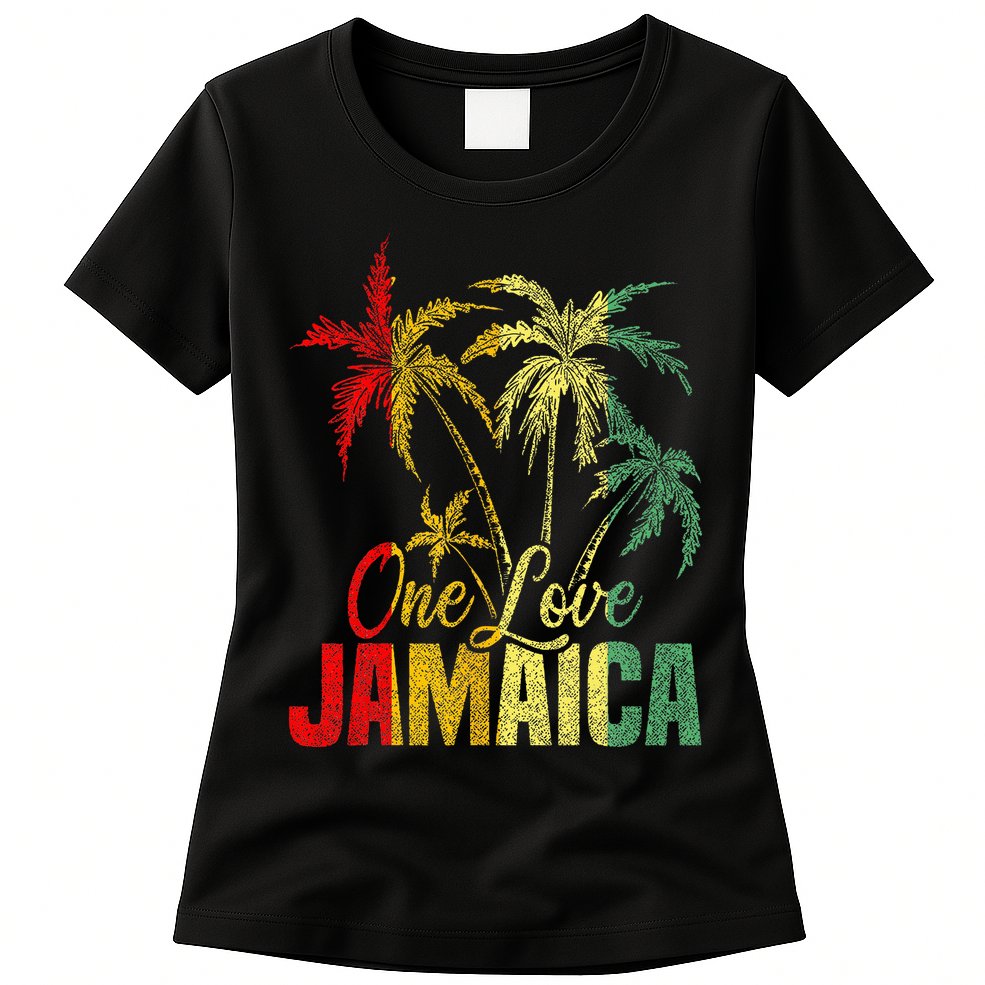 One Love Jamaica Caribbean Vacation Reggae Womens T-Shirt