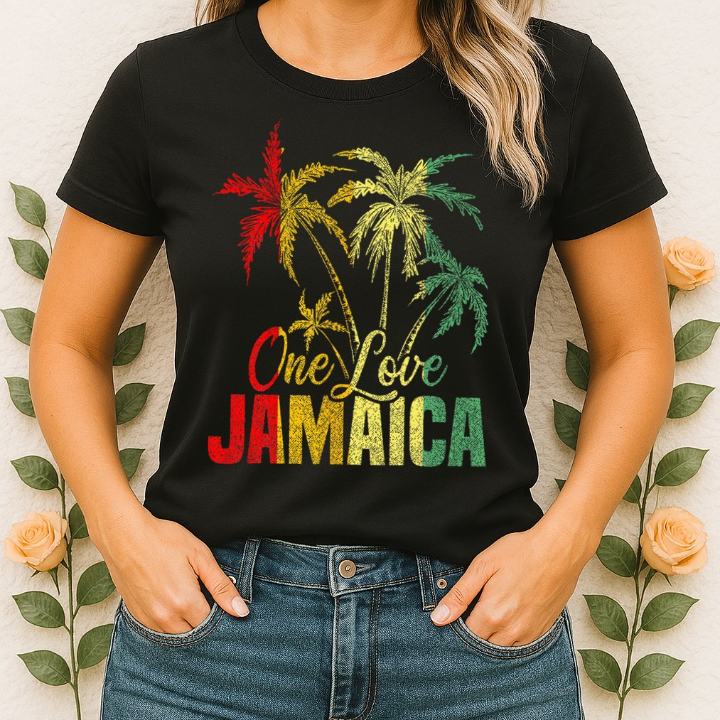 One Love Jamaica Caribbean Vacation Reggae Womens T-Shirt