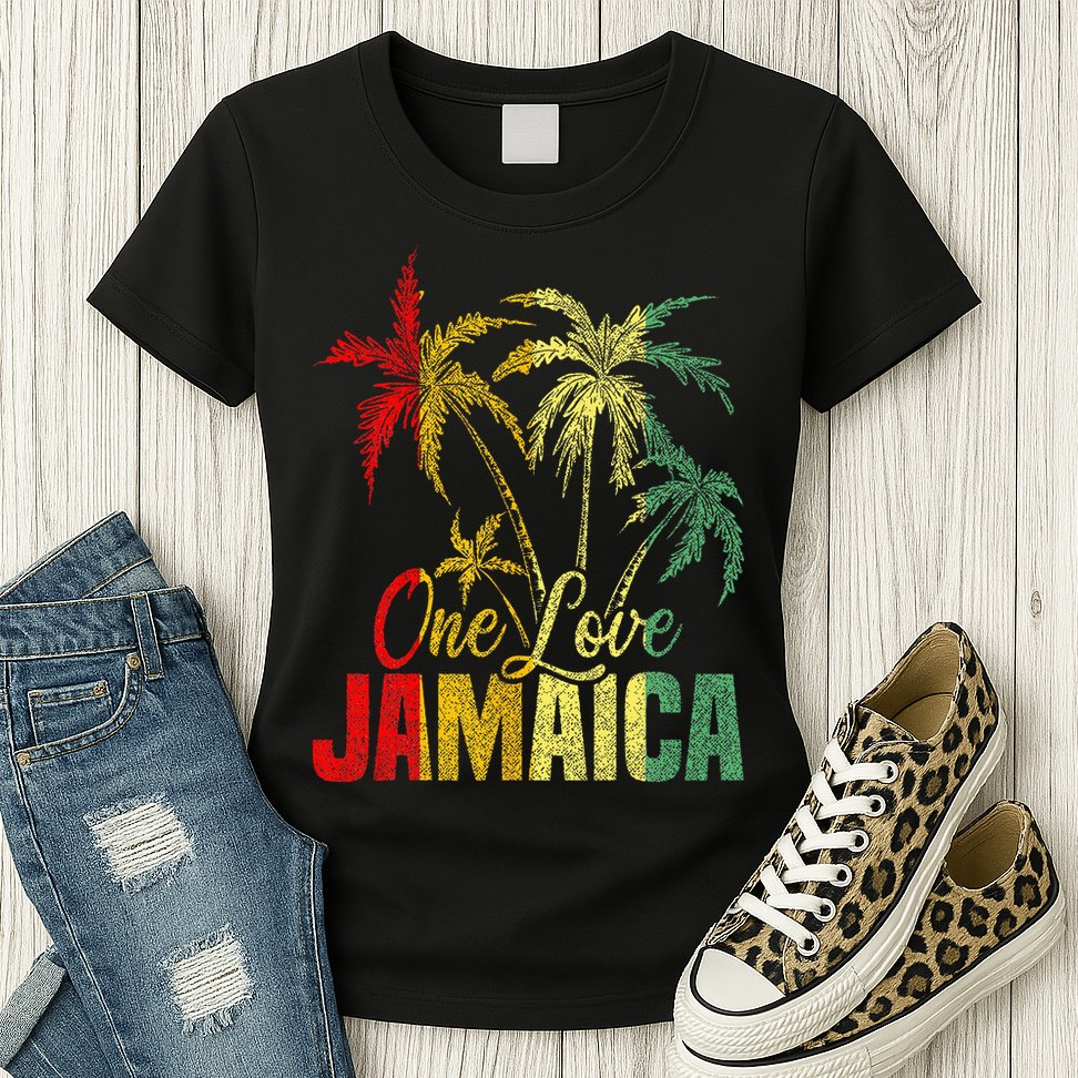 One Love Jamaica Caribbean Vacation Reggae Womens T-Shirt