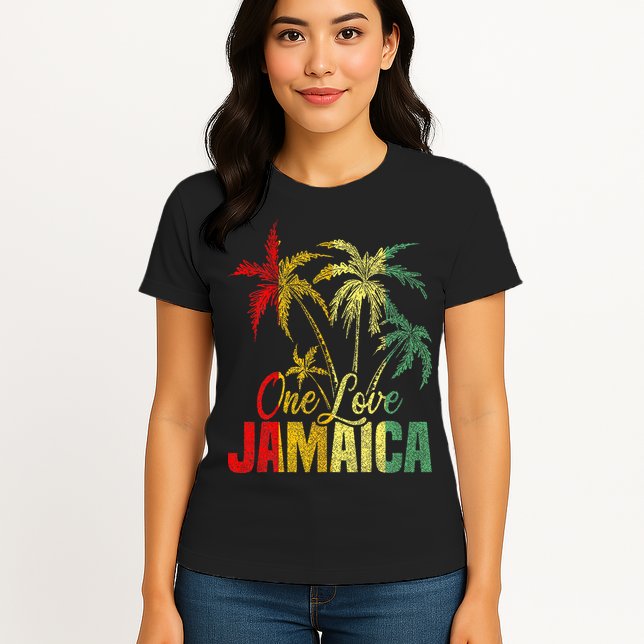 One Love Jamaica Caribbean Vacation Reggae Womens T-Shirt