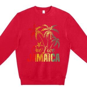 One Love Jamaica Caribbean Vacation Reggae Premium Crewneck Sweatshirt