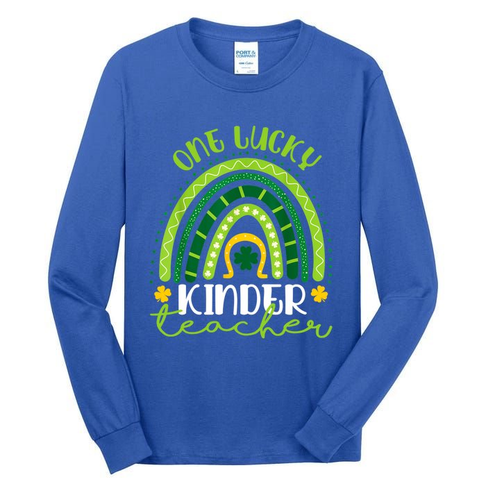 One Lucky Kinder Teacher Rainbow St Patrick’s Day Gift Tall Long Sleeve T-Shirt