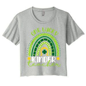 One Lucky Kinder Teacher Rainbow St Patrick’s Day Gift Women's Crop Top Tee