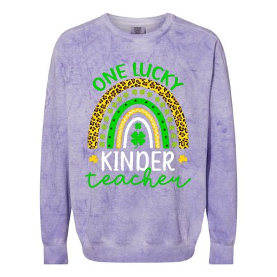 One Lucky Kinder Teacher St Patricks Day Teacher Rainbow Graphic Plus Size Colorblast Crewneck Sweatshirt