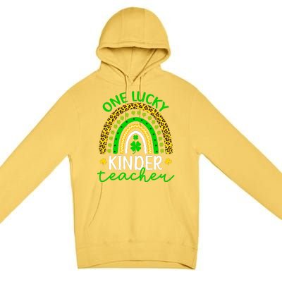 One Lucky Kinder Teacher St Patricks Day Teacher Rainbow Graphic Plus Size Premium Pullover Hoodie