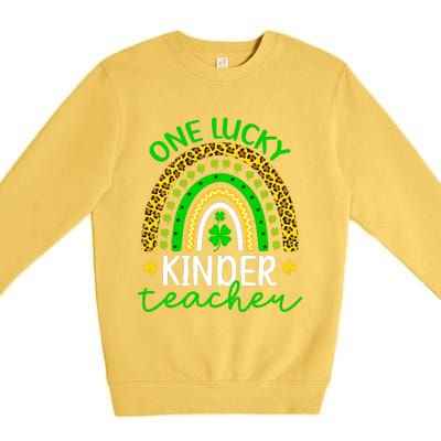 One Lucky Kinder Teacher St Patricks Day Teacher Rainbow Graphic Plus Size Premium Crewneck Sweatshirt