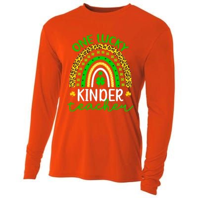 One Lucky Kinder Teacher St Patricks Day Teacher Rainbow Graphic Plus Size Cooling Performance Long Sleeve Crew