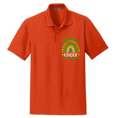 One Lucky Kinder Teacher St Patricks Day Teacher Rainbow Graphic Plus Size Dry Zone Grid Polo