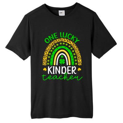 One Lucky Kinder Teacher St Patricks Day Teacher Rainbow Graphic Plus Size Tall Fusion ChromaSoft Performance T-Shirt