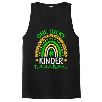 One Lucky Kinder Teacher St Patricks Day Teacher Rainbow Graphic Plus Size PosiCharge Competitor Tank