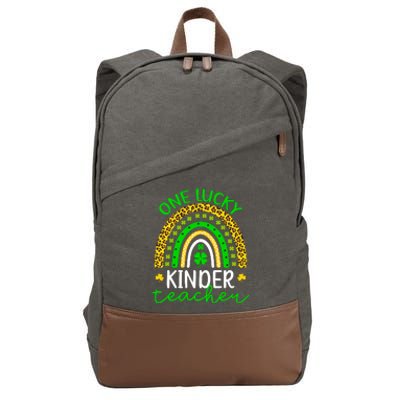 One Lucky Kinder Teacher St Patricks Day Teacher Rainbow Graphic Plus Size Cotton Canvas Backpack