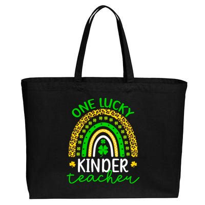 One Lucky Kinder Teacher St Patricks Day Teacher Rainbow Graphic Plus Size Cotton Canvas Jumbo Tote