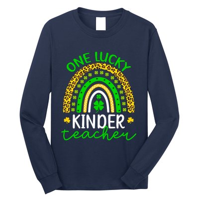 One Lucky Kinder Teacher St Patricks Day Teacher Rainbow Graphic Plus Size Long Sleeve Shirt