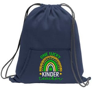 One Lucky Kinder Teacher St Patricks Day Teacher Rainbow Graphic Plus Size Sweatshirt Cinch Pack Bag