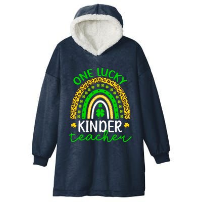 One Lucky Kinder Teacher St Patricks Day Teacher Rainbow Graphic Plus Size Hooded Wearable Blanket