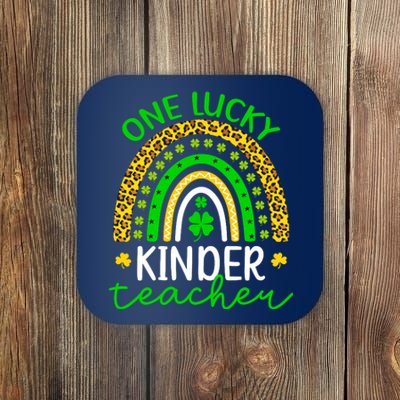 One Lucky Kinder Teacher St Patricks Day Teacher Rainbow Graphic Plus Size Coaster