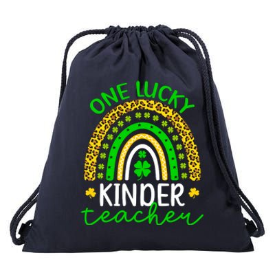 One Lucky Kinder Teacher St Patricks Day Teacher Rainbow Graphic Plus Size Drawstring Bag