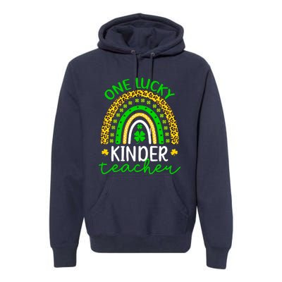 One Lucky Kinder Teacher St Patricks Day Teacher Rainbow Graphic Plus Size Premium Hoodie