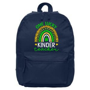 One Lucky Kinder Teacher St Patricks Day Teacher Rainbow Graphic Plus Size 16 in Basic Backpack